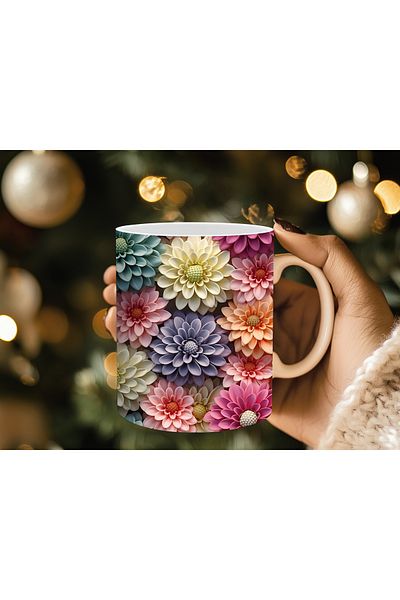 Evion Floral Pattern 3D Print Porcelain Mug Mug - Gift Mug - Printed Mug