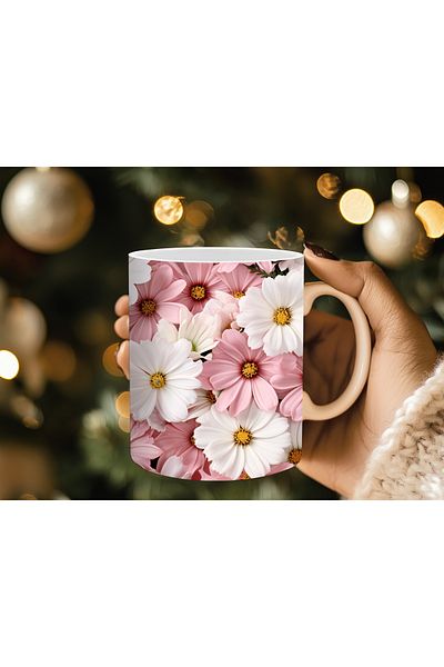 Evion Floral Pattern 3D Print Porcelain Mug Mug - Gift Mug - Printed Mug