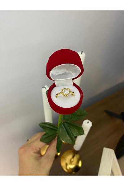 Sepetten Eve Güllü Yüzük Kutusunda Kalpli Yüzük Ayarlanabilir Ciddi Ilişki Yüzüğü 14 şubat sevgiliye hediye