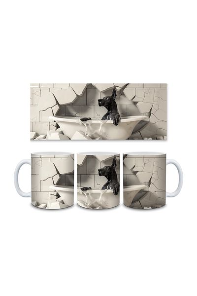 Evion Dog in a Tub 3D Porcelain Mug - Gift Mug - Printed Mug