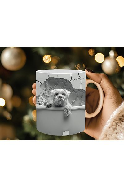 Evion Dog in a Tub 3D Porcelain Mug - Gift Mug - Printed Mug