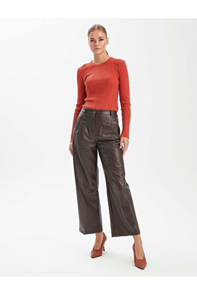 FEMİAS Premium Seri Kahverengi Deri Bilek Boy Pantolon