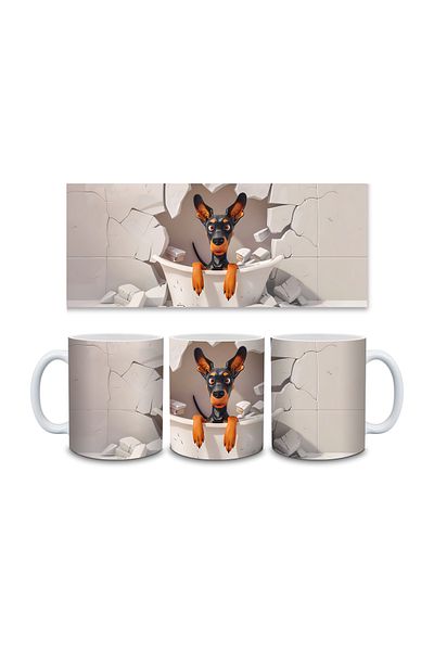 Evion Dog in a Tub 3D Porcelain Mug - Gift Mug - Printed Mug
