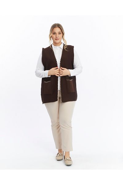 Elvin Knitwear Women's Large Size Thick Non-Pilling Winter Mother Vest