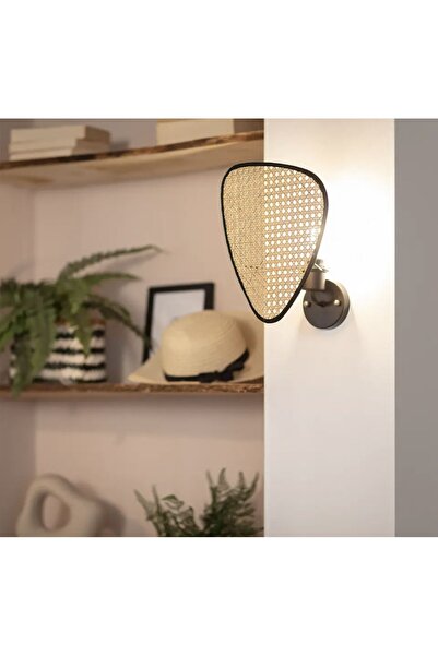 woodhub Modern Hasır Kablosuz Tak Çalıştır Ledli Pilli Aplik Hazeran Hasır Aplik