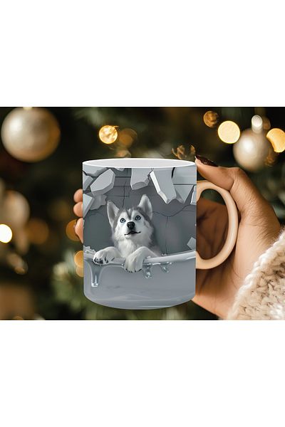 Evion Dog in a Tub 3D Porcelain Mug - Gift Mug - Printed Mug