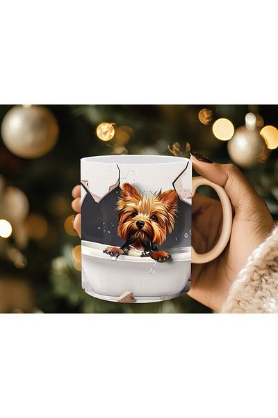 Evion Dog in a Tub 3D Porcelain Mug - Gift Mug - Printed Mug