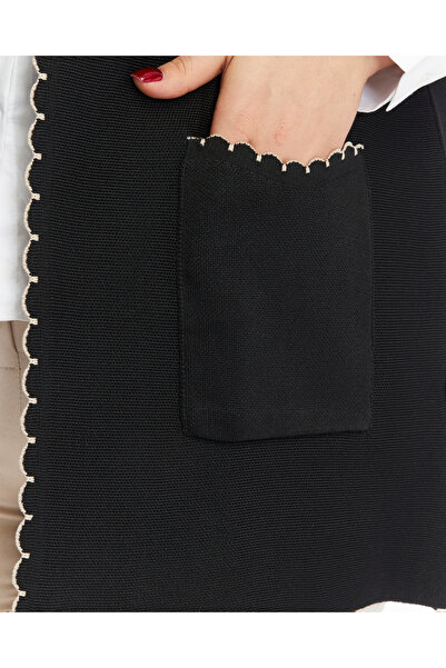 Elvin Triko Çelik Örgü Mevsimlik Kadın Siyah Tüylenmez Anne Siyah Yelek