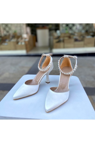 Gloriys Ayakkabı & Çanta Sedef Satin Pearls 9 cm Heel Shoes 01244