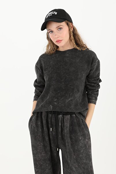 Puane Kadın Büyük Beden Kendinden Desenli Rahat Kalıp Modal Kumaş Pantolonlu Spor Takım 14288