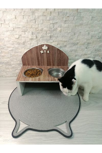 Sarda Design Grey Cat Ear Mat Mama Mati Presentation for Pet Friends - 48cm X 48cm
