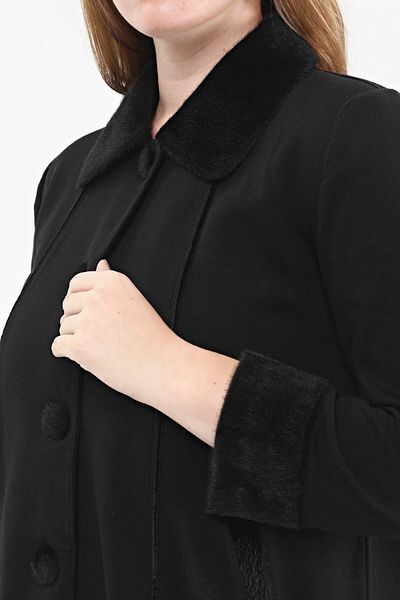 Laden Knitwear Women's Steel Knitted Fur Thick Plus Size Mother Long Cardigan Cap