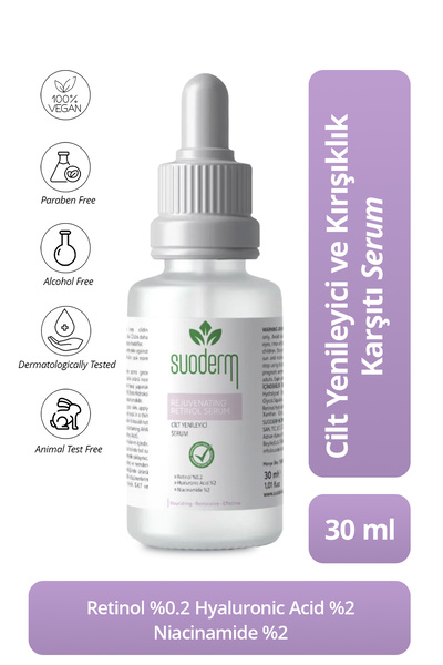 SUODERM Cilt Yenileyici Ve Kırışıklık Karşıtı Retinol Serum 30ml Retinol %0.2
