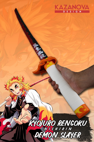 Kazanova Design Rengoku Demon Slayer Katlanabilir Katana (98 CM) Detaylı Versiyon