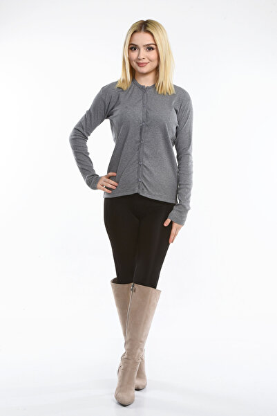 pour la riviere Pamuklu Vücudu Saran Basic Esnek Likralı Düğmeli Fitilli Uzun...