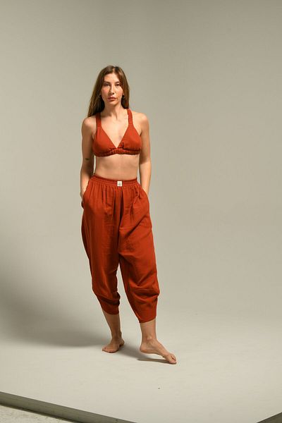 Tfifty Brick Color Baggy Baggy Trousers