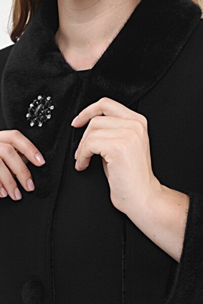 Laden Πλεκτά Ατσάλινο Πλεκτό Γυναικείο Μεγάλο Μέγεθος Μαλλί Μακρύ Χοντρό Ζακέτα Γούνινο Χειμερινό Πανωφόρι