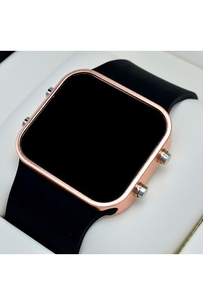 Spectrum Unisex Black Silicone Strap Rose Metal Case Model Digital Watch St-303567