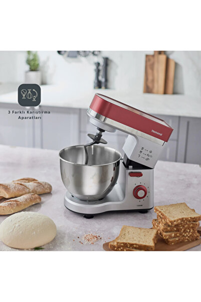 ÖZEN ENDÜSTRİYEL MUTFAK Homend Stand Mikser Hamur Yoğurma Makinesi Profashion 3012h Stand Mikser Kırmızı Silver