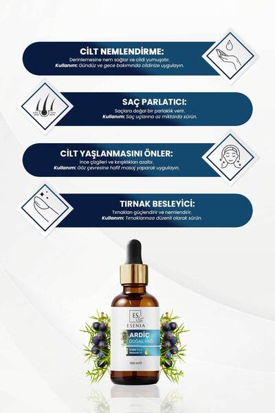 ESENIA Ardıç Yağı %100 Saf ve Doğal Bitkisel Uçucu Yağ Juniper Essential Oil 100ML