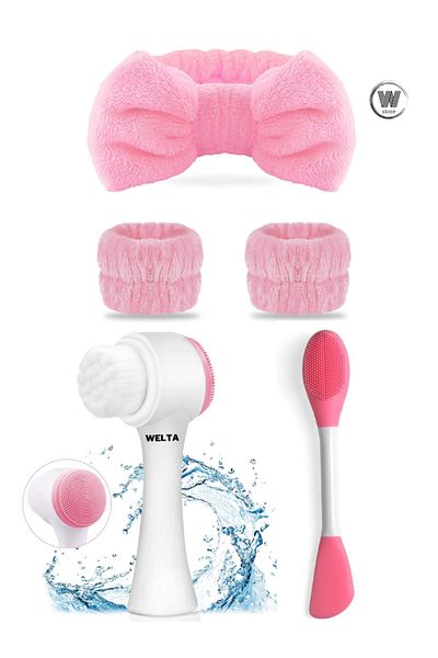 Welta Set of 3 Face Washing Tape & Double-Sided Mask Blackhead Exfoliating Brush & 3D Facial Cleansing Brush