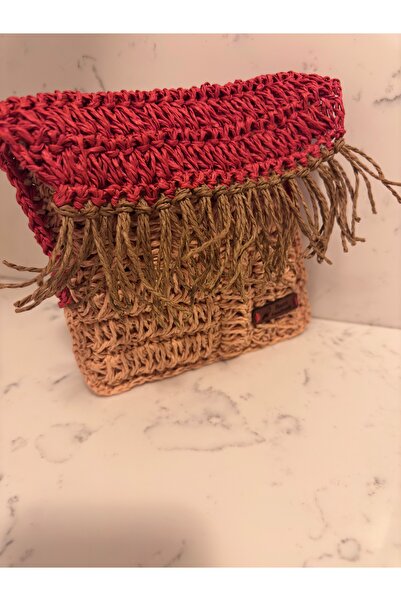 Bucci Handmade Kağıt Ipten Örme Çanta / El Çantası / Koltuk Altı Çanta/ Hasır Çanta