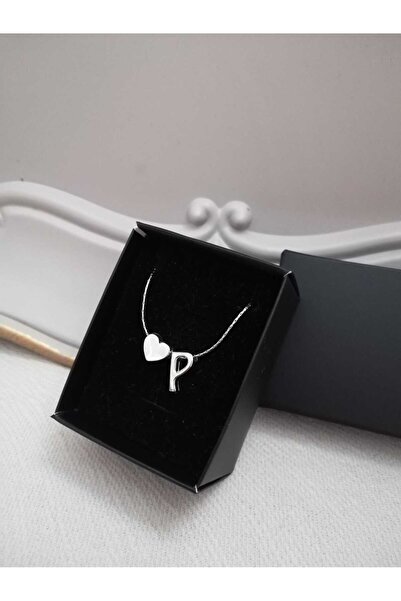 Judas Takı Kadın Silver Çelik Zincirli Kalpli Harf Kolye , Baş Harfli Kolye