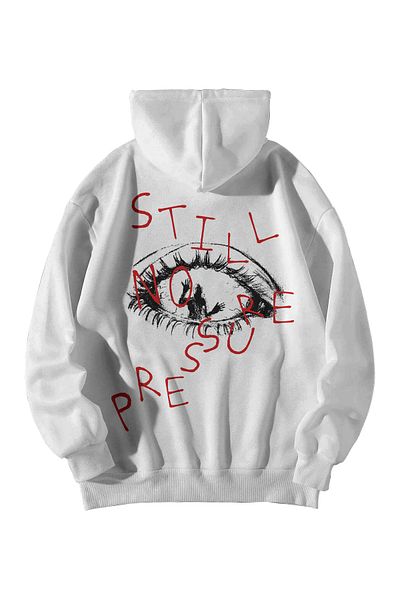 Scrovtie Women's Men's White Manifest 333 Support Printed Oversize Hooded Kangaroo Pocket Hoodie