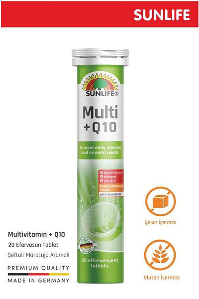 Sunlife Multivitamin Mineral + Q10 20 Effervescent Tablets