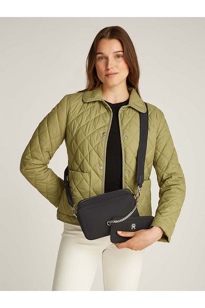 Tommy Hilfiger Női lánc kiegészítő részletes állítható pánt fekete válltáska AW0AW16900-BDS