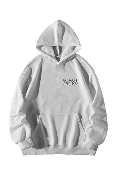 Scrovtie Women's Men's White Manifest 888 Balance Printed Oversize Hooded Kangaroo Pocket Hoodie