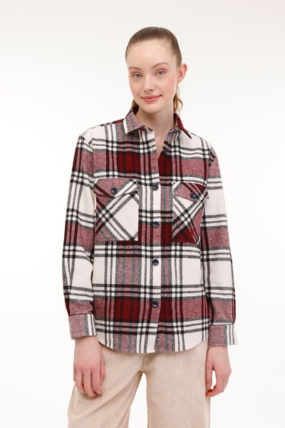 lumberjack CW80846-006 I23 Kırmızı Kadın Gömlek