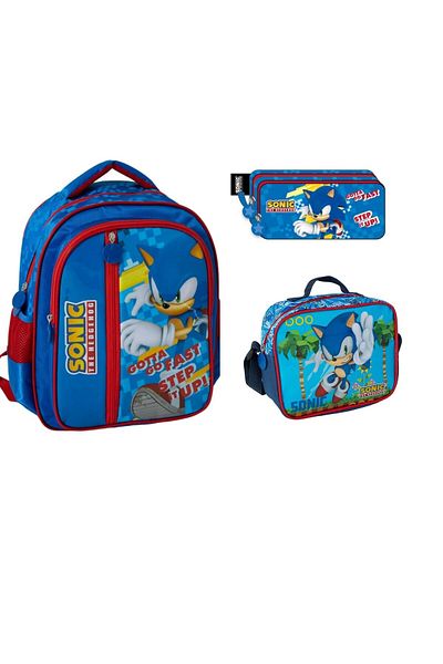 GENC DIJITAL BASKI Sonic Primary and Secondary School Bag-Lunch and Pen Bag Set