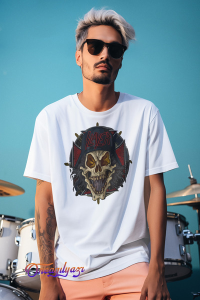oneagılyazı Tricou supradimensionat cu imprimeu Slayer Skull