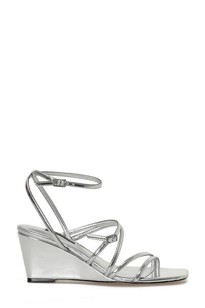 Nine West Keamer3 3fx Silver Wedge Heel Women's Sandals
