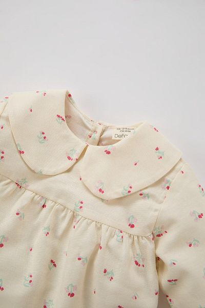 DeFacto Květinová keprová košile s dlouhým rukávem Bebe Collar D9330A525Sp