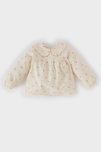 DeFacto Květinová keprová košile s dlouhým rukávem Bebe Collar D9330A525Sp