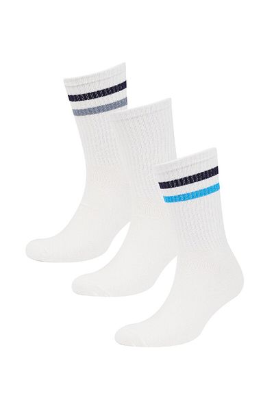 DeFacto Bequeme elastische 3-teilige lange Baumwollsocken für Herren D9666axns