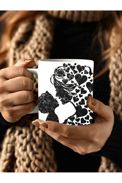 Evion Porcelain Mug in Mother and Baby Design - Gift Mug - Printed Mug