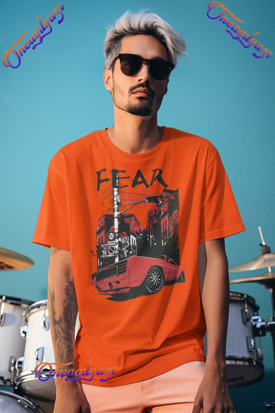 oneagılyazı Frică cu imprimeu supradimensionat tricou