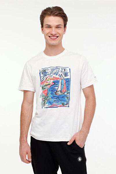 lumberjack ML WILLY 11DS1006 4FX - Ecru ανδρικό κοντομάνικο μπλουζάκι