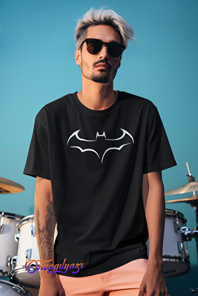 oneagılyazı تي شيرت كبير الحجم مطبوع عليه الخفافيش