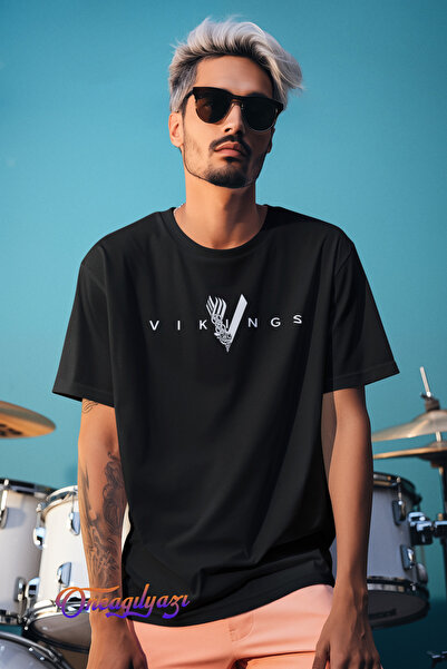 oneagılyazı تي شيرت مطبوع عليه الفايكنج مقاس كبير