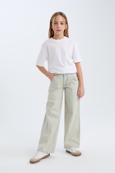 DeFacto Pantaloni de jeans cu picioare late pentru fete D9128A825SP