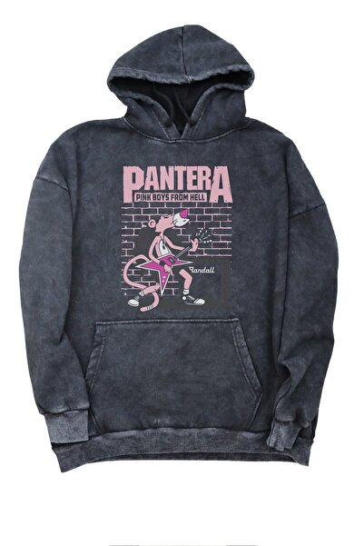 Fuddy Moda سويت شيرت بقلنسوة بنمط بانتيرا للجنسين - هوديي مطبوع عليه فرقة روك...