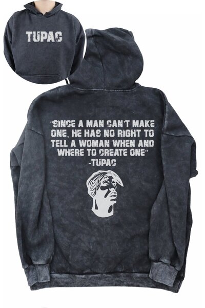Fuddy Moda Hanorac unisex cu glugă cu imprimeu Tupac, hanorac vintage cu imprimeu oversize 2Pac