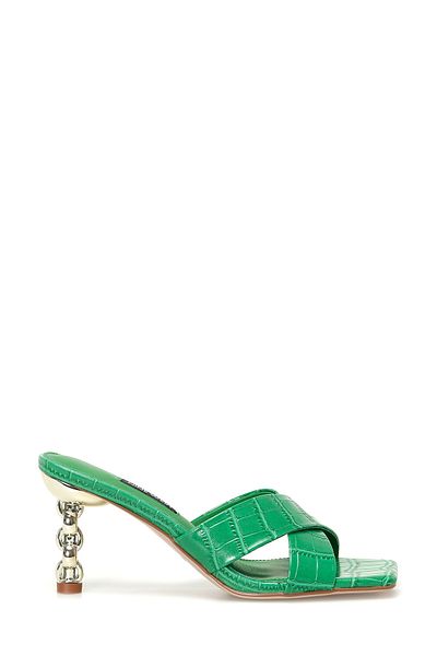 Nine West Begare 4fx Zielone damskie kapcie na obcasie