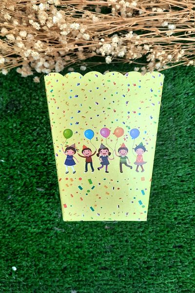 Emtory Home 8-Piece Children's Party Corn Box - Popcorn Box - Birthday Treat Gift - Medium