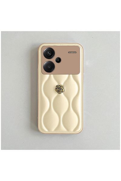 Pro Aksesuar حافظة متوافقة مع هاتف Xiaomi Redmi Note 13 Pro Plus 5G حافظة جلدية مموجة باللون البيج