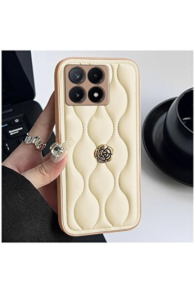 Zebana Xiaomi Poco X6 Pro 5g Compatible Case Zebana Camellia Leather Case Beige